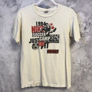 Vintage 90s Nike Soccer Camp Shirt Mens Small White Gray Tag 1994 Single Stitch